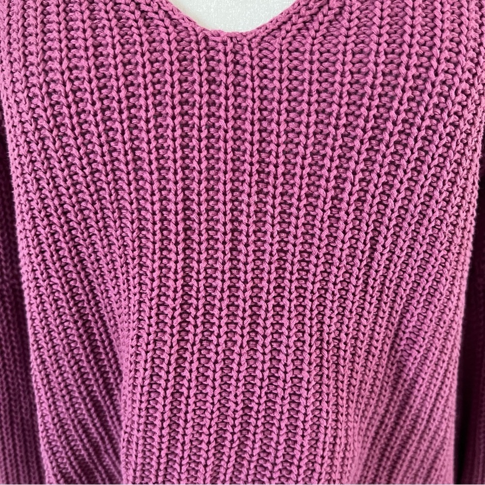 Free People Rose Pink Damsel Bell Sleeve Cotton V-neck Sweater |Small| - Picture 8 of 10